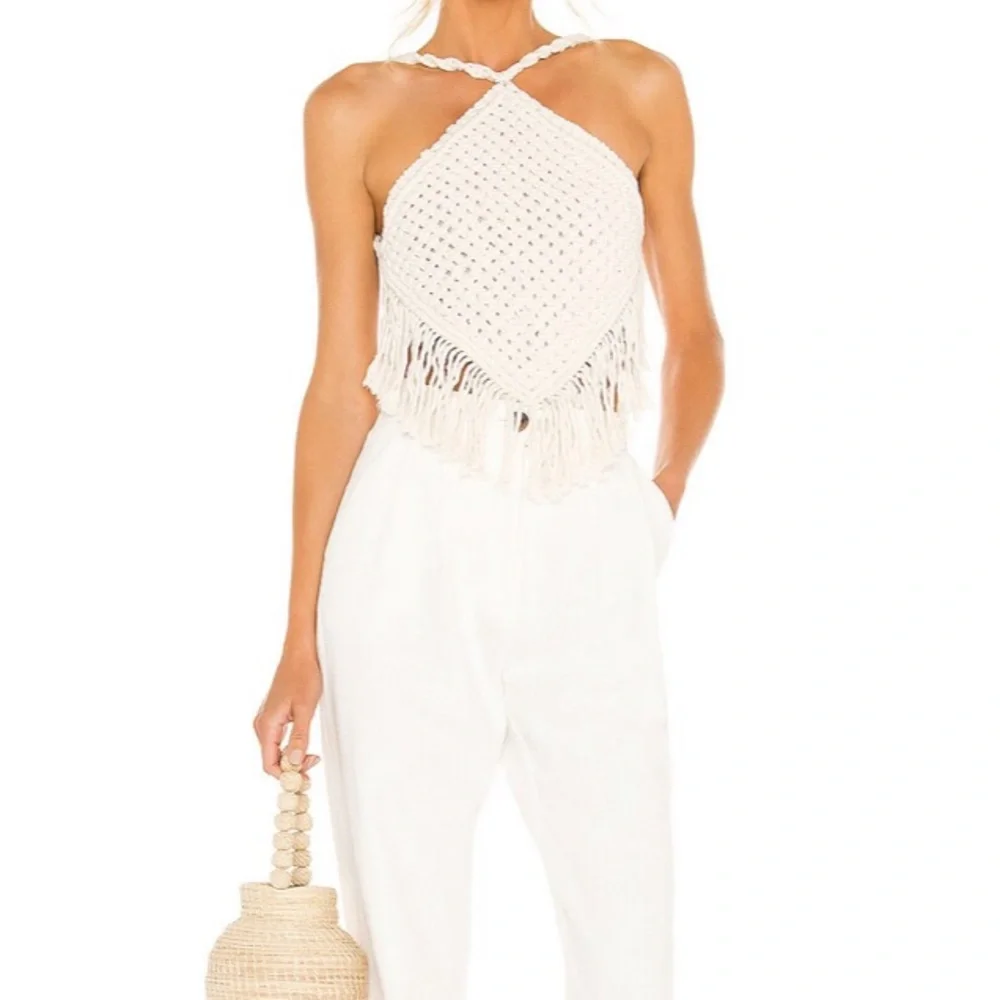 NORMAILLOT AURA SWIMSUIT PITAYA MACRAMÉ KNIT WOVEN TOP PINK LIQUID METAL